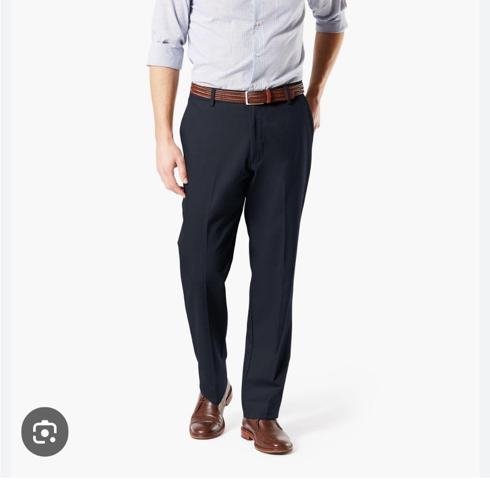 Dockers Men's  Dress Pants 40x30 Navy Blue Classic Fit Flat Front Straight Fit
